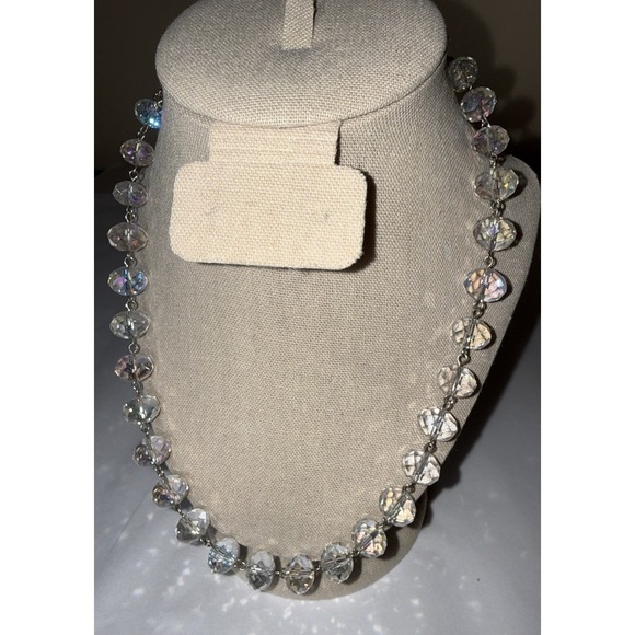 The Unbranded Brand Jewelry - Vintage Aurora Borealis Glass Crystal Beaded Necklace Faceted AB 18-21 inches